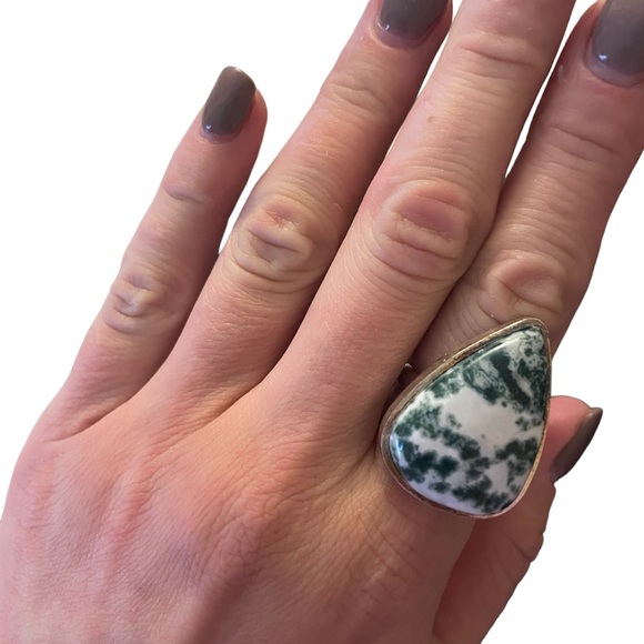 Green Swiss Opal Sterling Silver gemstone Ring Size 8 NWOT - Picture 2 of 3